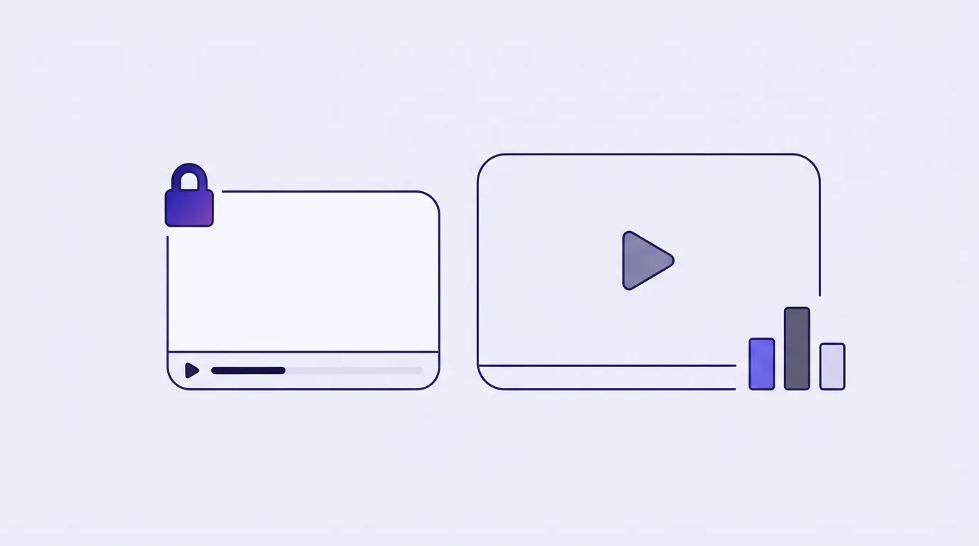 Two player windows side by side: the left one has a small lock on the frame, the right one has a short bar chart beside it.